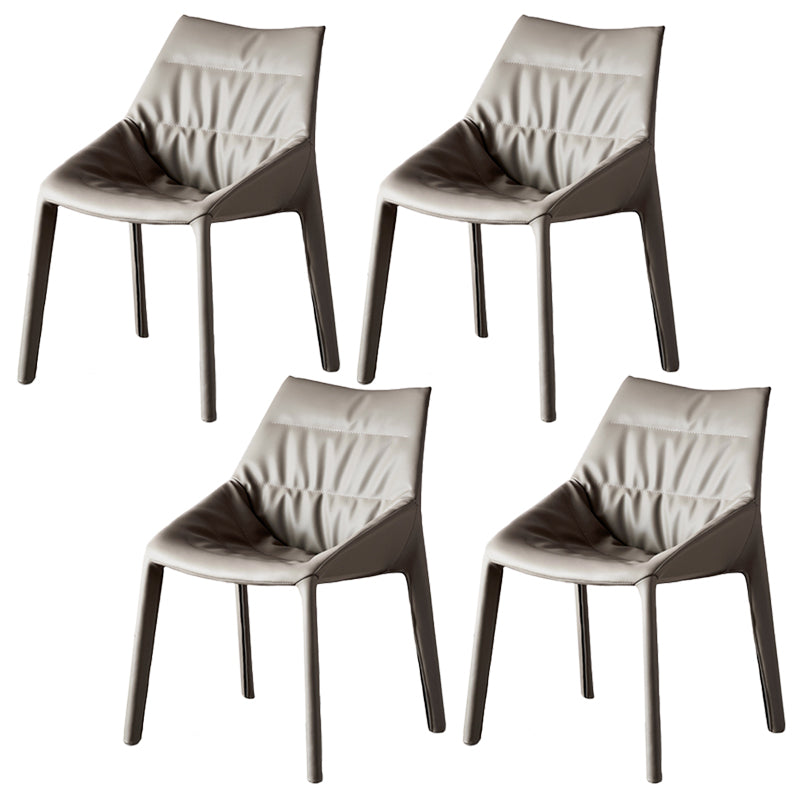 Modern Gray Dining Side Chair Faux Leather Armless Dining Chairs Gray-Khaki 4 Piece Set Clearhalo 'Dining Chairs' 'Dining Tables & Seating' 'dining_chair' 'furn' 'furn_dining_chair' 'Furniture' 'Kitchen & Dining Furniture' 5597868