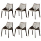 Modern Gray Dining Side Chair Faux Leather Armless Dining Chairs Gray-Khaki 6 Piece Set Clearhalo 'Dining Chairs' 'Dining Tables & Seating' 'dining_chair' 'furn' 'furn_dining_chair' 'Furniture' 'Kitchen & Dining Furniture' 5597871