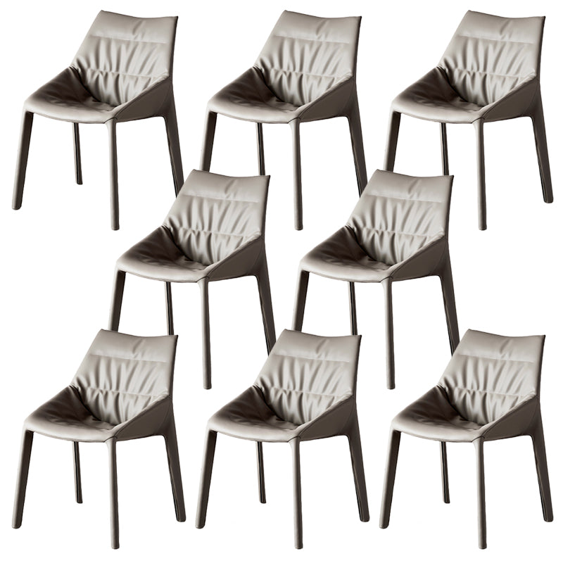 Modern Gray Dining Side Chair Faux Leather Armless Dining Chairs Gray-Khaki 8 Piece Set Clearhalo 'Dining Chairs' 'Dining Tables & Seating' 'dining_chair' 'furn' 'furn_dining_chair' 'Furniture' 'Kitchen & Dining Furniture' 5597872
