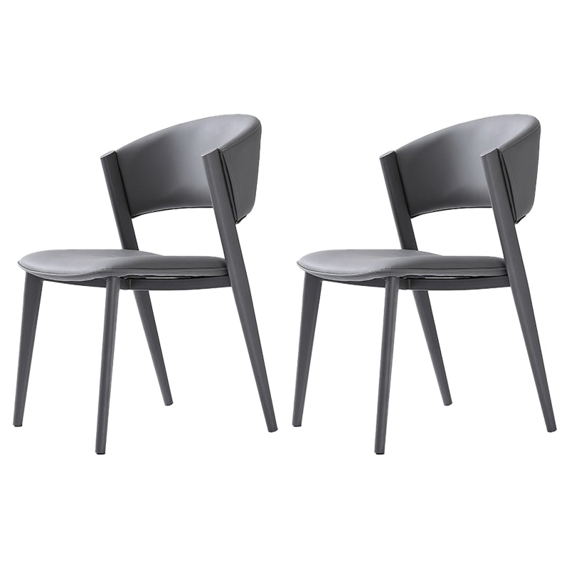 Contemporary Gray Dining Accent Chair Faux Leather Dining Side Chair