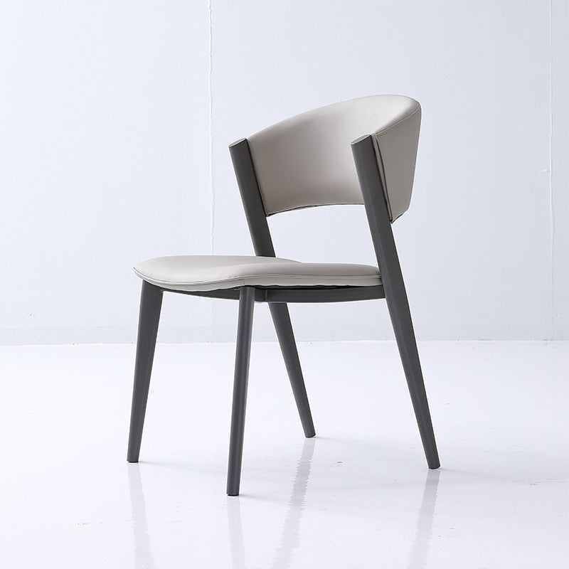 Contemporary Gray Dining Accent Chair Faux Leather Dining Side Chair