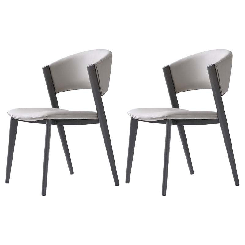 Contemporary Gray Dining Accent Chair Faux Leather Dining Side Chair