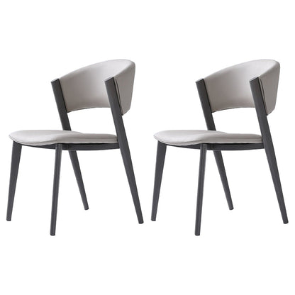 Contemporary Gray Dining Accent Chair Faux Leather Dining Side Chair