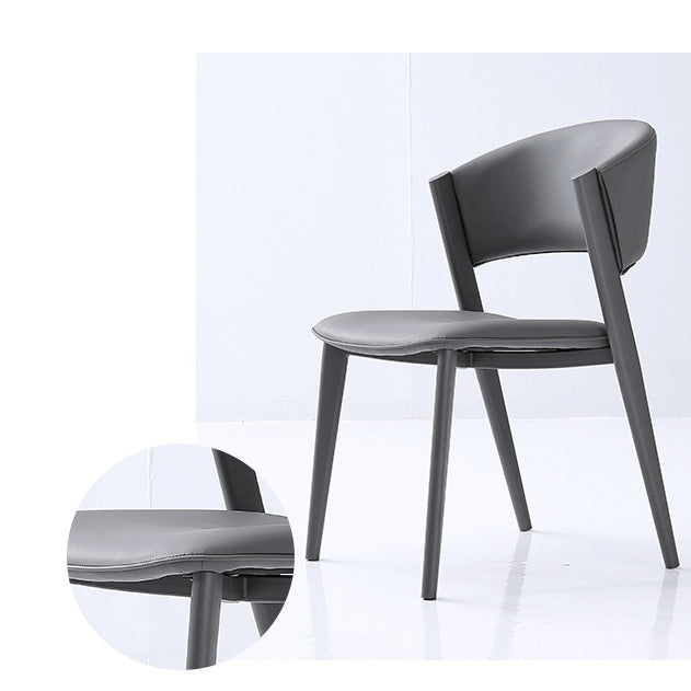 Contemporary Gray Dining Accent Chair Faux Leather Dining Side Chair