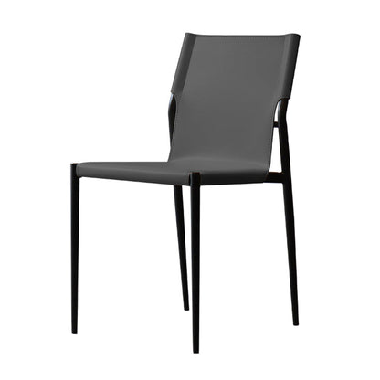 Faux Leather and Metal Dining Room Chair Contemporary Side Chair Grey 1 Piece Clearhalo 'Dining Chairs' 'Dining Tables & Seating' 'dining_chair' 'furn' 'furn_dining_chair' 'Furniture' 'Kitchen & Dining Furniture' 5597922
