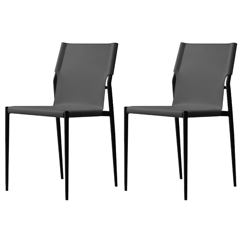 Faux Leather and Metal Dining Room Chair Contemporary Side Chair Grey 2 Piece Set Clearhalo 'Dining Chairs' 'Dining Tables & Seating' 'dining_chair' 'furn' 'furn_dining_chair' 'Furniture' 'Kitchen & Dining Furniture' 5597923