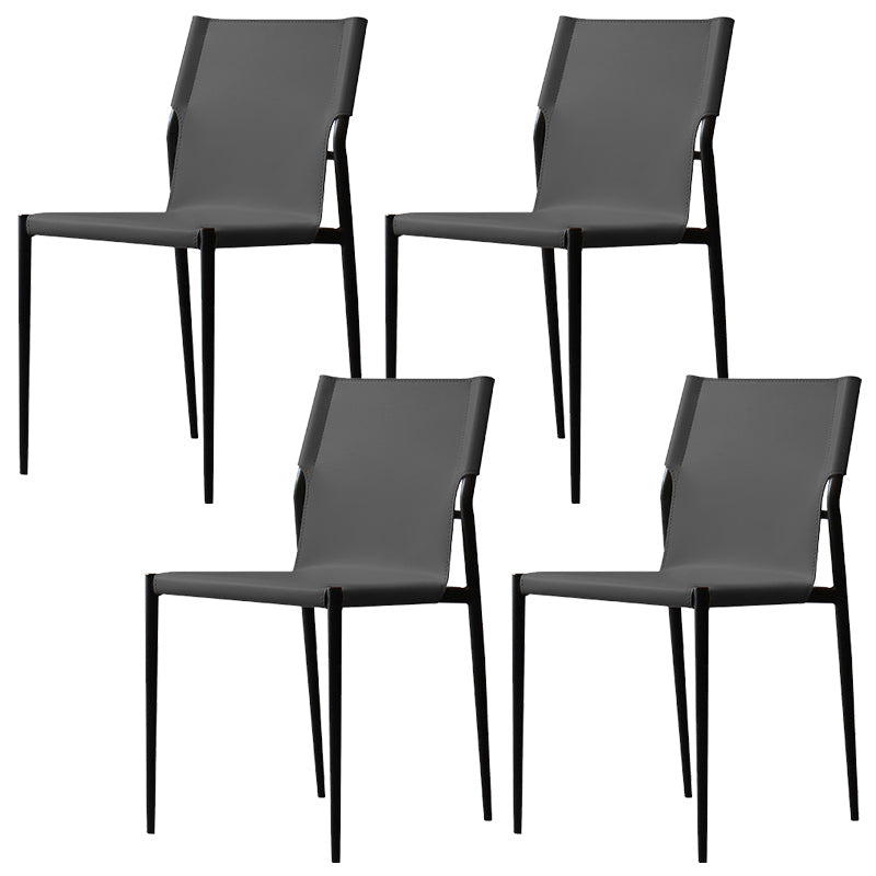 Faux Leather and Metal Dining Room Chair Contemporary Side Chair Grey 4 Piece Set Clearhalo 'Dining Chairs' 'Dining Tables & Seating' 'dining_chair' 'furn' 'furn_dining_chair' 'Furniture' 'Kitchen & Dining Furniture' 5597925