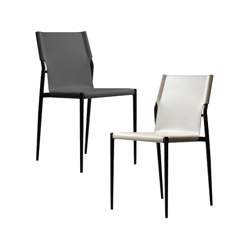 Faux Leather and Metal Dining Room Chair Contemporary Side Chair Clearhalo 'Dining Chairs' 'Dining Tables & Seating' 'dining_chair' 'furn' 'furn_dining_chair' 'Furniture' 'Kitchen & Dining Furniture' 5597930