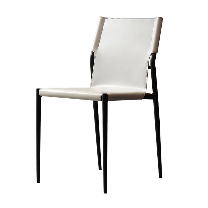 Faux Leather and Metal Dining Room Chair Contemporary Side Chair Off-White 1 Piece Clearhalo 'Dining Chairs' 'Dining Tables & Seating' 'dining_chair' 'furn' 'furn_dining_chair' 'Furniture' 'Kitchen & Dining Furniture' 5597931