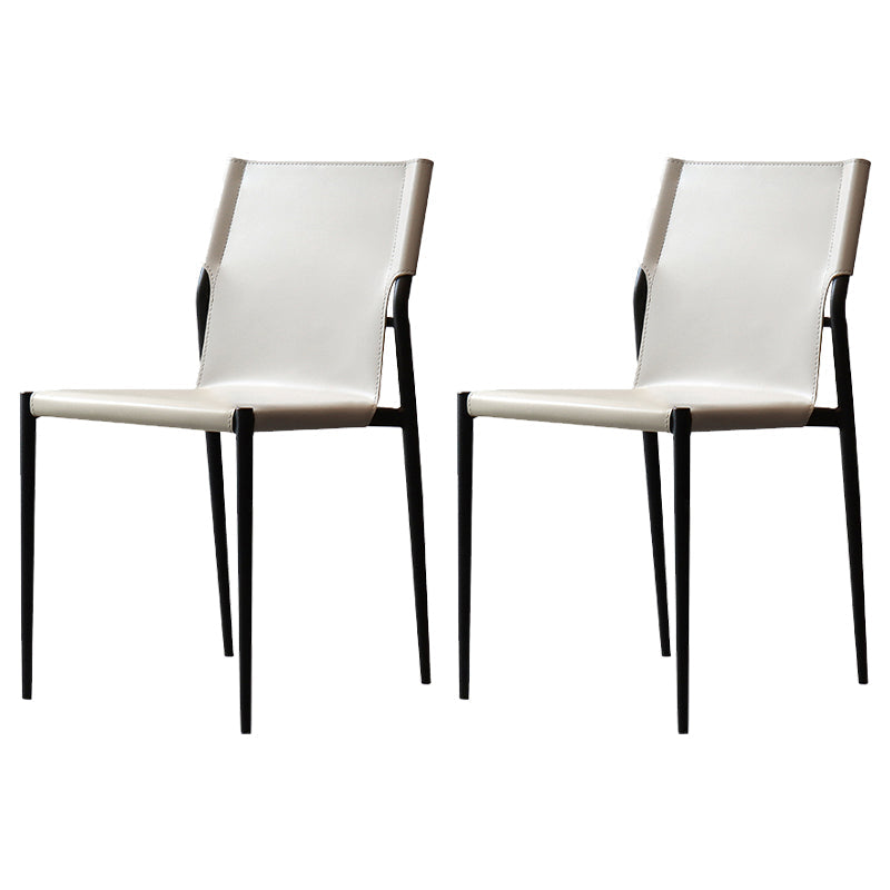 Faux Leather and Metal Dining Room Chair Contemporary Side Chair Off-White 2 Piece Set Clearhalo 'Dining Chairs' 'Dining Tables & Seating' 'dining_chair' 'furn' 'furn_dining_chair' 'Furniture' 'Kitchen & Dining Furniture' 5597934