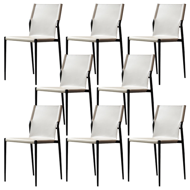 Faux Leather and Metal Dining Room Chair Contemporary Side Chair Off-White 8 Piece Set Clearhalo 'Dining Chairs' 'Dining Tables & Seating' 'dining_chair' 'furn' 'furn_dining_chair' 'Furniture' 'Kitchen & Dining Furniture' 5597939