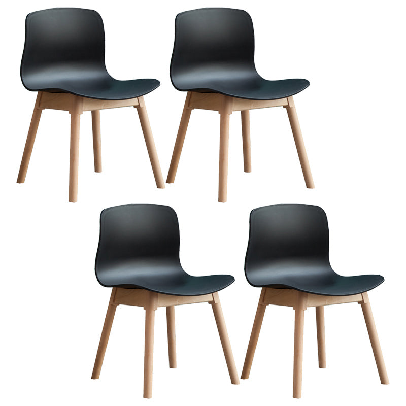 Natural Beech Legs Side Chair Scandinavian Armless Dining Chairs Black 4 Piece Set Clearhalo 'Dining Chairs' 'Dining Tables & Seating' 'dining_chair' 'furn' 'furn_dining_chair' 'Furniture' 'Kitchen & Dining Furniture' 5598137