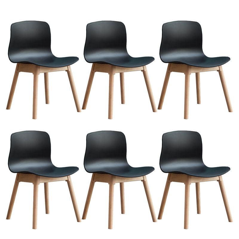 Natural Beech Legs Side Chair Scandinavian Armless Dining Chairs Black 6 Piece Set Clearhalo 'Dining Chairs' 'Dining Tables & Seating' 'dining_chair' 'furn' 'furn_dining_chair' 'Furniture' 'Kitchen & Dining Furniture' 5598139