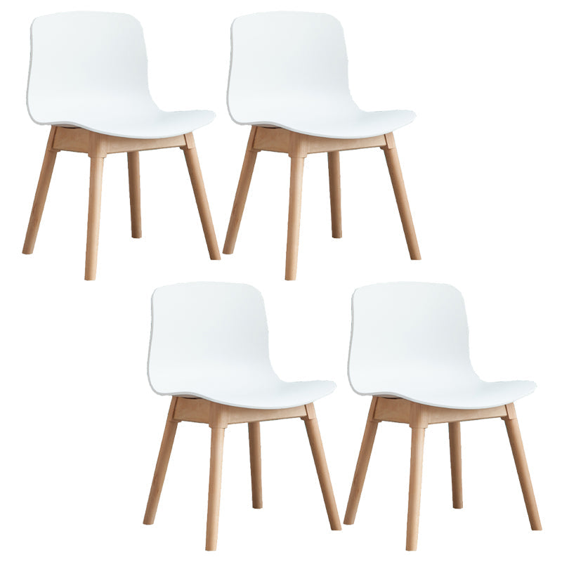 Natural Beech Legs Side Chair Scandinavian Armless Dining Chairs White 4 Piece Set Clearhalo 'Dining Chairs' 'Dining Tables & Seating' 'dining_chair' 'furn' 'furn_dining_chair' 'Furniture' 'Kitchen & Dining Furniture' 5598147