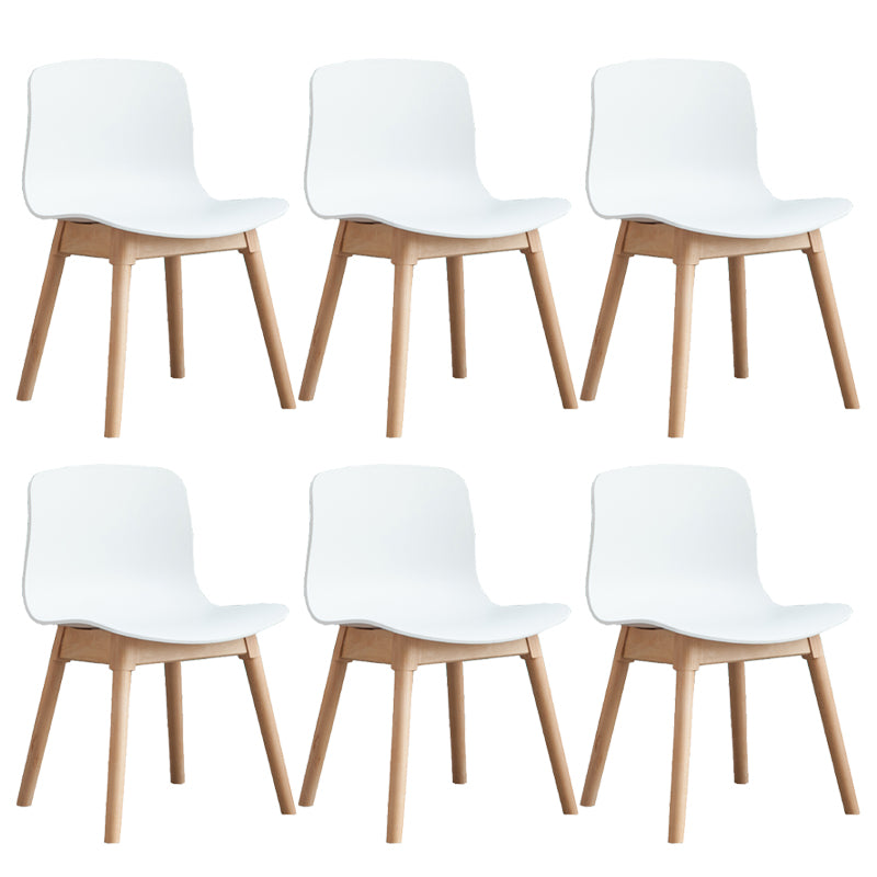 Natural Beech Legs Side Chair Scandinavian Armless Dining Chairs White 6 Piece Set Clearhalo 'Dining Chairs' 'Dining Tables & Seating' 'dining_chair' 'furn' 'furn_dining_chair' 'Furniture' 'Kitchen & Dining Furniture' 5598149