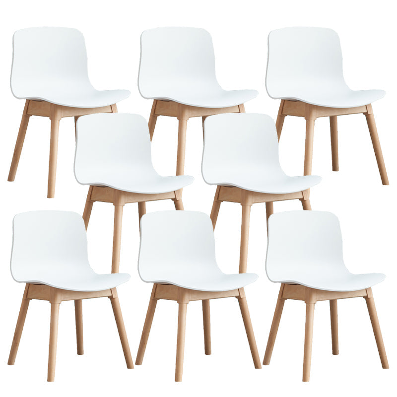 Natural Beech Legs Side Chair Scandinavian Armless Dining Chairs White 8 Piece Set Clearhalo 'Dining Chairs' 'Dining Tables & Seating' 'dining_chair' 'furn' 'furn_dining_chair' 'Furniture' 'Kitchen & Dining Furniture' 5598150