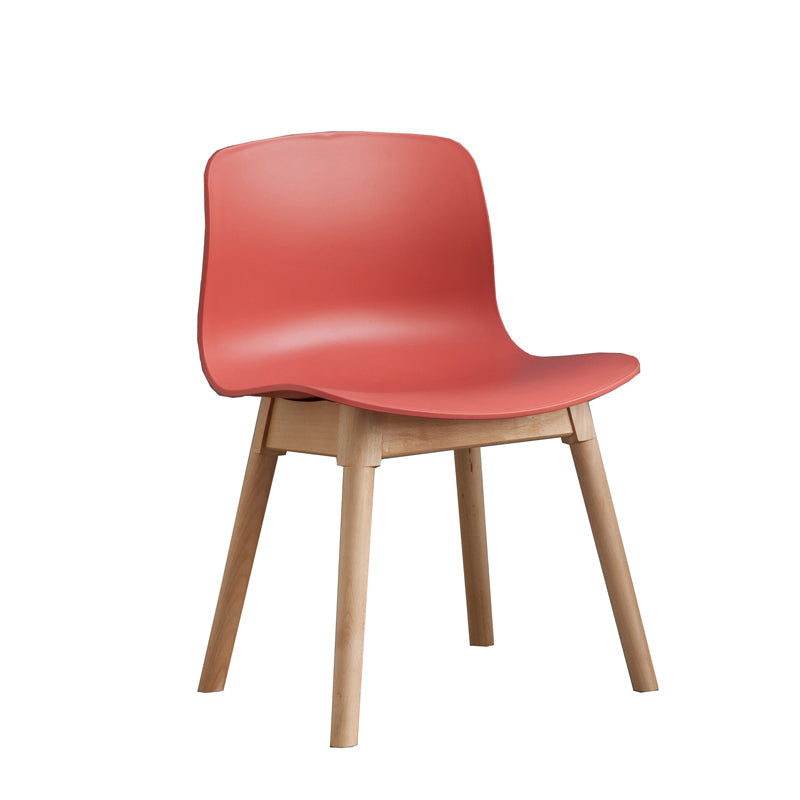 Natural Beech Legs Side Chair Scandinavian Armless Dining Chairs Red 1 Piece Clearhalo 'Dining Chairs' 'Dining Tables & Seating' 'dining_chair' 'furn' 'furn_dining_chair' 'Furniture' 'Kitchen & Dining Furniture' 5598152