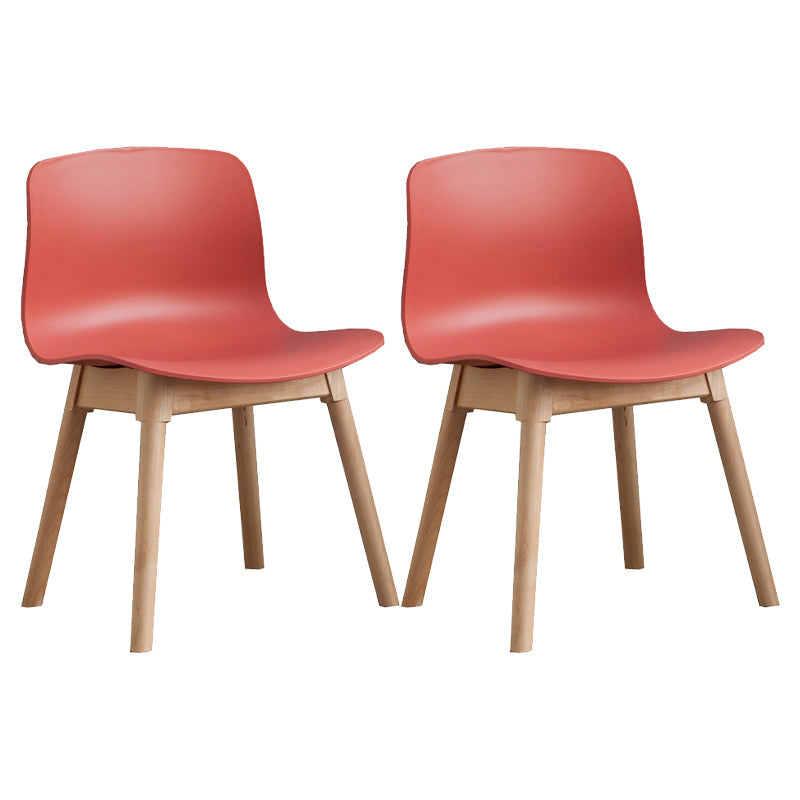 Natural Beech Legs Side Chair Scandinavian Armless Dining Chairs Red 2 Piece Set Clearhalo 'Dining Chairs' 'Dining Tables & Seating' 'dining_chair' 'furn' 'furn_dining_chair' 'Furniture' 'Kitchen & Dining Furniture' 5598155