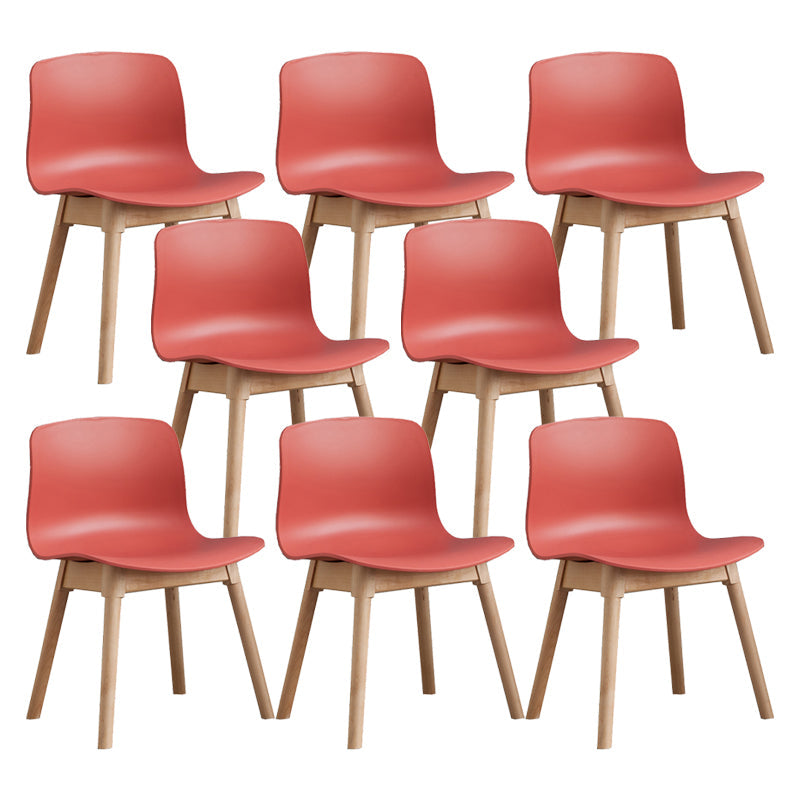 Natural Beech Legs Side Chair Scandinavian Armless Dining Chairs Red 8 Piece Set Clearhalo 'Dining Chairs' 'Dining Tables & Seating' 'dining_chair' 'furn' 'furn_dining_chair' 'Furniture' 'Kitchen & Dining Furniture' 5598161