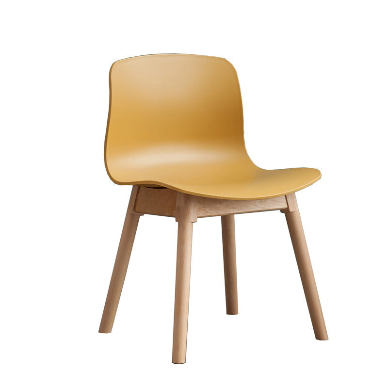 Natural Beech Legs Side Chair Scandinavian Armless Dining Chairs Yellow 1 Piece Clearhalo 'Dining Chairs' 'Dining Tables & Seating' 'dining_chair' 'furn' 'furn_dining_chair' 'Furniture' 'Kitchen & Dining Furniture' 5598162