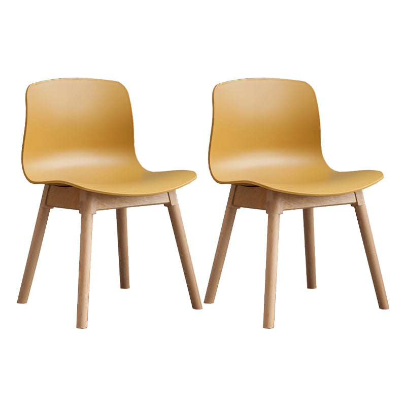 Natural Beech Legs Side Chair Scandinavian Armless Dining Chairs Yellow 2 Piece Set Clearhalo 'Dining Chairs' 'Dining Tables & Seating' 'dining_chair' 'furn' 'furn_dining_chair' 'Furniture' 'Kitchen & Dining Furniture' 5598163