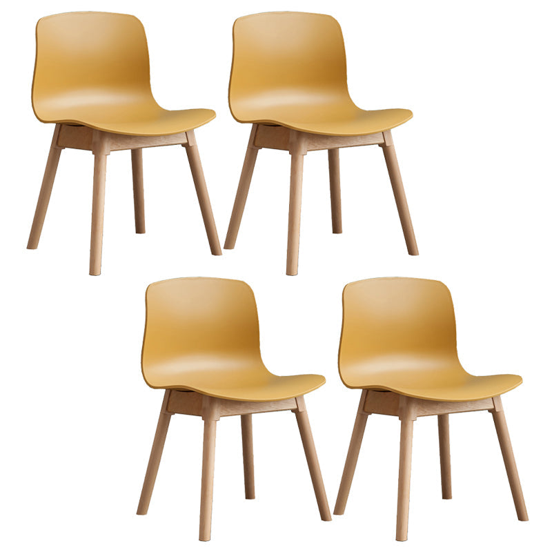 Natural Beech Legs Side Chair Scandinavian Armless Dining Chairs Yellow 4 Piece Set Clearhalo 'Dining Chairs' 'Dining Tables & Seating' 'dining_chair' 'furn' 'furn_dining_chair' 'Furniture' 'Kitchen & Dining Furniture' 5598164