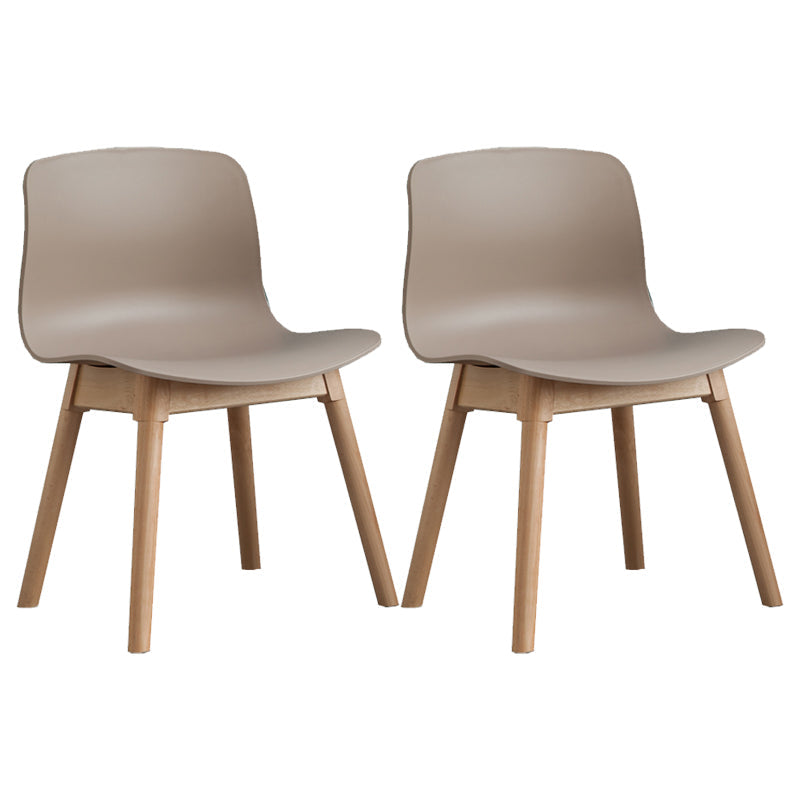 Natural Beech Legs Side Chair Scandinavian Armless Dining Chairs Camel 2 Piece Set Clearhalo 'Dining Chairs' 'Dining Tables & Seating' 'dining_chair' 'furn' 'furn_dining_chair' 'Furniture' 'Kitchen & Dining Furniture' 5598168