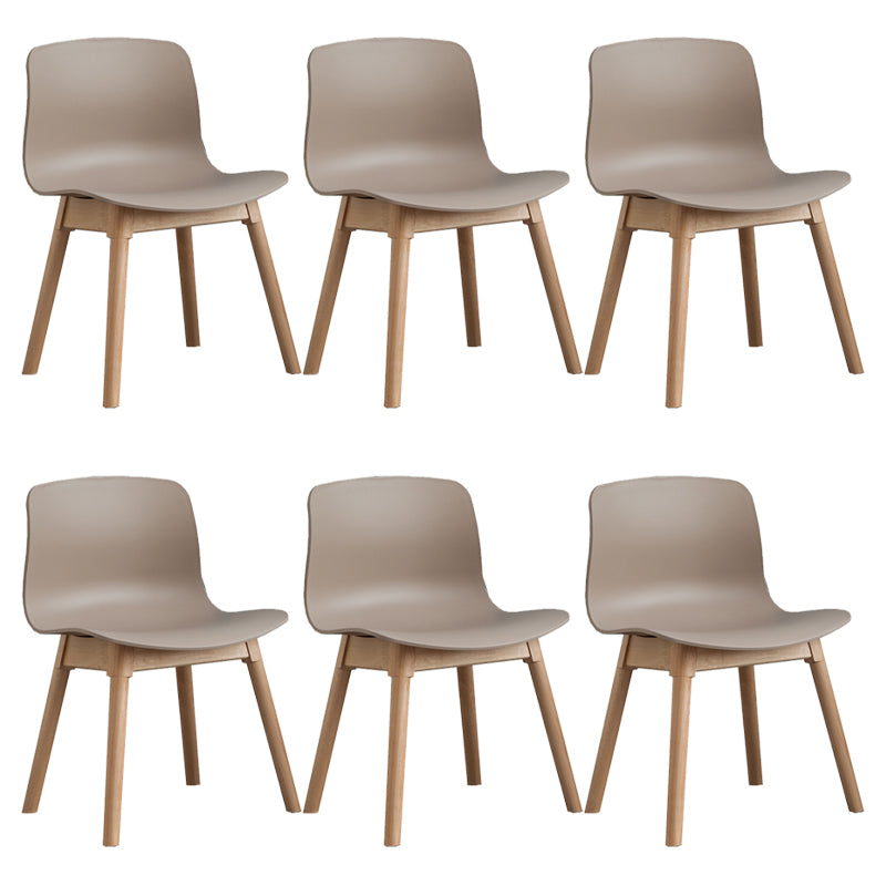 Natural Beech Legs Side Chair Scandinavian Armless Dining Chairs Camel 6 Piece Set Clearhalo 'Dining Chairs' 'Dining Tables & Seating' 'dining_chair' 'furn' 'furn_dining_chair' 'Furniture' 'Kitchen & Dining Furniture' 5598170