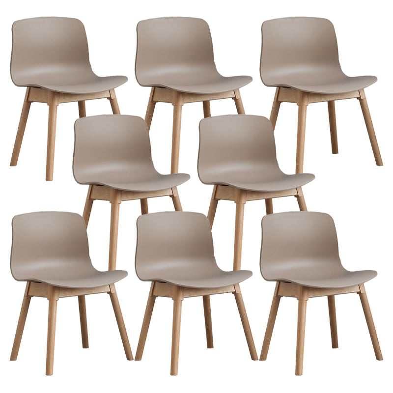 Natural Beech Legs Side Chair Scandinavian Armless Dining Chairs Camel 8 Piece Set Clearhalo 'Dining Chairs' 'Dining Tables & Seating' 'dining_chair' 'furn' 'furn_dining_chair' 'Furniture' 'Kitchen & Dining Furniture' 5598171