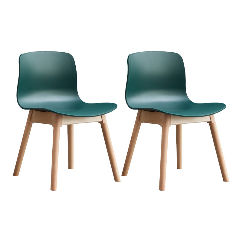 Natural Beech Legs Side Chair Scandinavian Armless Dining Chairs Blackish Green 2 Piece Set Clearhalo 'Dining Chairs' 'Dining Tables & Seating' 'dining_chair' 'furn' 'furn_dining_chair' 'Furniture' 'Kitchen & Dining Furniture' 5598173