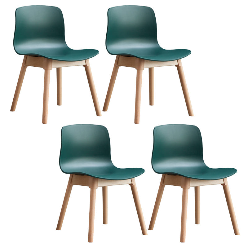 Natural Beech Legs Side Chair Scandinavian Armless Dining Chairs Blackish Green 4 Piece Set Clearhalo 'Dining Chairs' 'Dining Tables & Seating' 'dining_chair' 'furn' 'furn_dining_chair' 'Furniture' 'Kitchen & Dining Furniture' 5598174