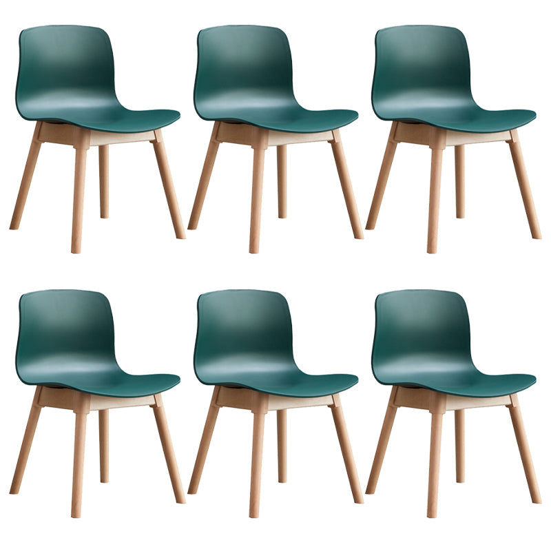 Natural Beech Legs Side Chair Scandinavian Armless Dining Chairs Blackish Green 6 Piece Set Clearhalo 'Dining Chairs' 'Dining Tables & Seating' 'dining_chair' 'furn' 'furn_dining_chair' 'Furniture' 'Kitchen & Dining Furniture' 5598175