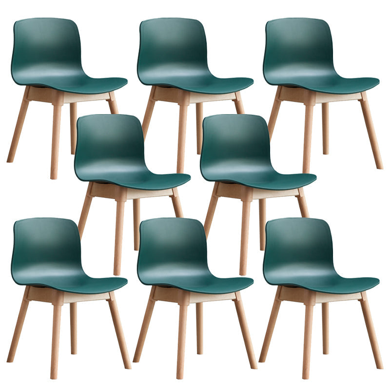 Natural Beech Legs Side Chair Scandinavian Armless Dining Chairs Blackish Green 8 Piece Set Clearhalo 'Dining Chairs' 'Dining Tables & Seating' 'dining_chair' 'furn' 'furn_dining_chair' 'Furniture' 'Kitchen & Dining Furniture' 5598176