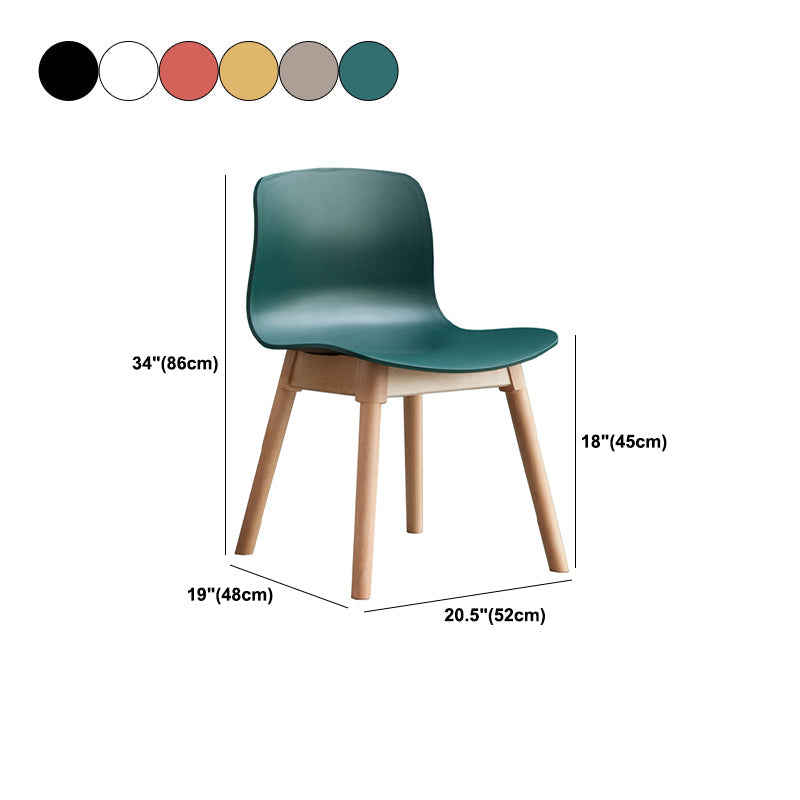 Natural Beech Legs Side Chair Scandinavian Armless Dining Chairs Clearhalo 'Dining Chairs' 'Dining Tables & Seating' 'dining_chair' 'furn' 'furn_dining_chair' 'Furniture' 'Kitchen & Dining Furniture' 5598177