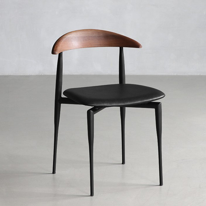 Industrial Stackable Dining Chairs Black Iron Legs Armless Dining Side Chair