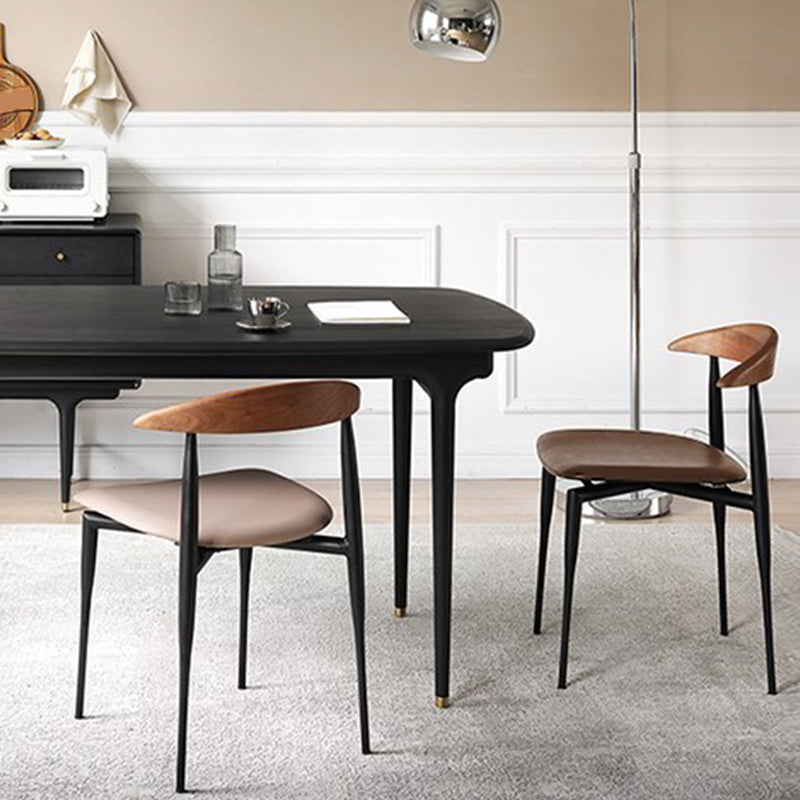 Industrial Stackable Dining Chairs Black Iron Legs Armless Dining Side Chair