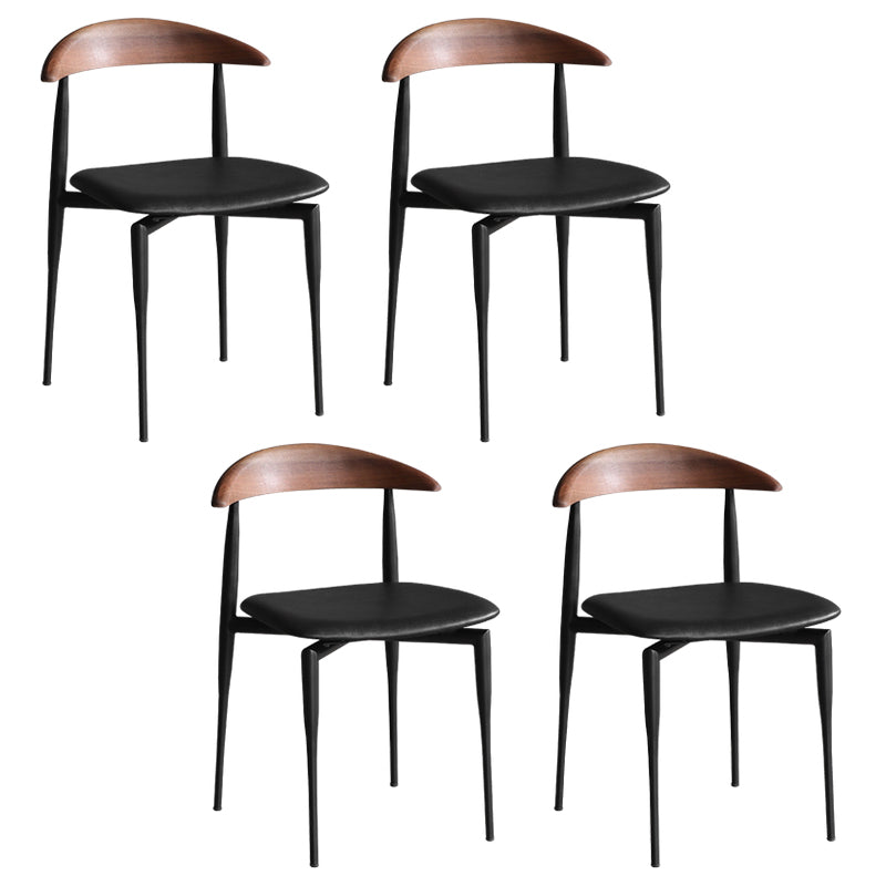 Industrial Stackable Dining Chairs Black Iron Legs Armless Dining Side Chair