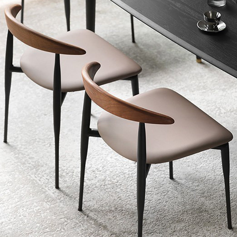 Industrial Stackable Dining Chairs Black Iron Legs Armless Dining Side Chair