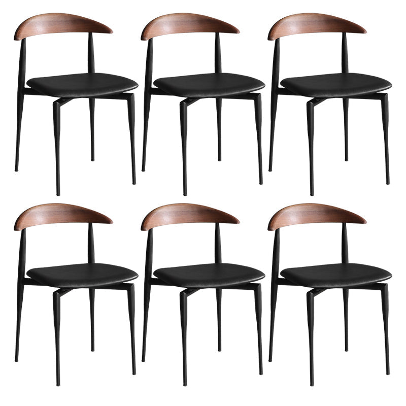 Industrial Stackable Dining Chairs Black Iron Legs Armless Dining Side Chair
