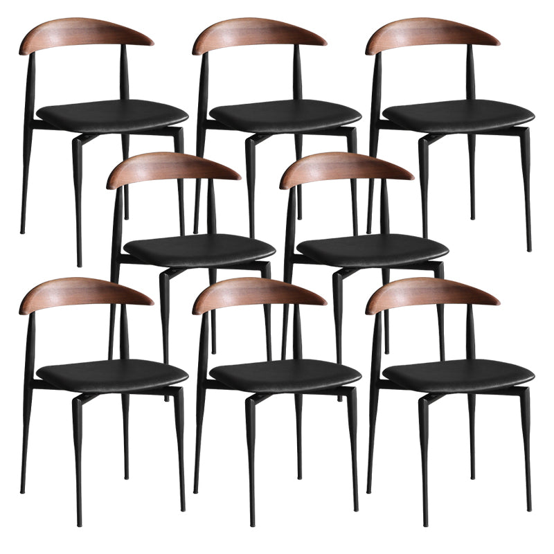 Industrial Stackable Dining Chairs Black Iron Legs Armless Dining Side Chair