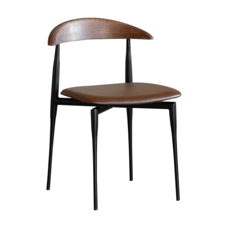 Industrial Stackable Dining Chairs Black Iron Legs Armless Dining Side Chair