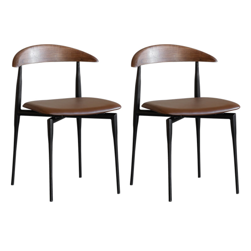 Industrial Stackable Dining Chairs Black Iron Legs Armless Dining Side Chair