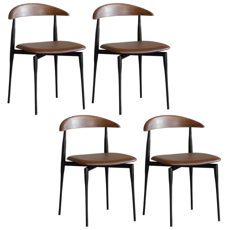 Industrial Stackable Dining Chairs Black Iron Legs Armless Dining Side Chair