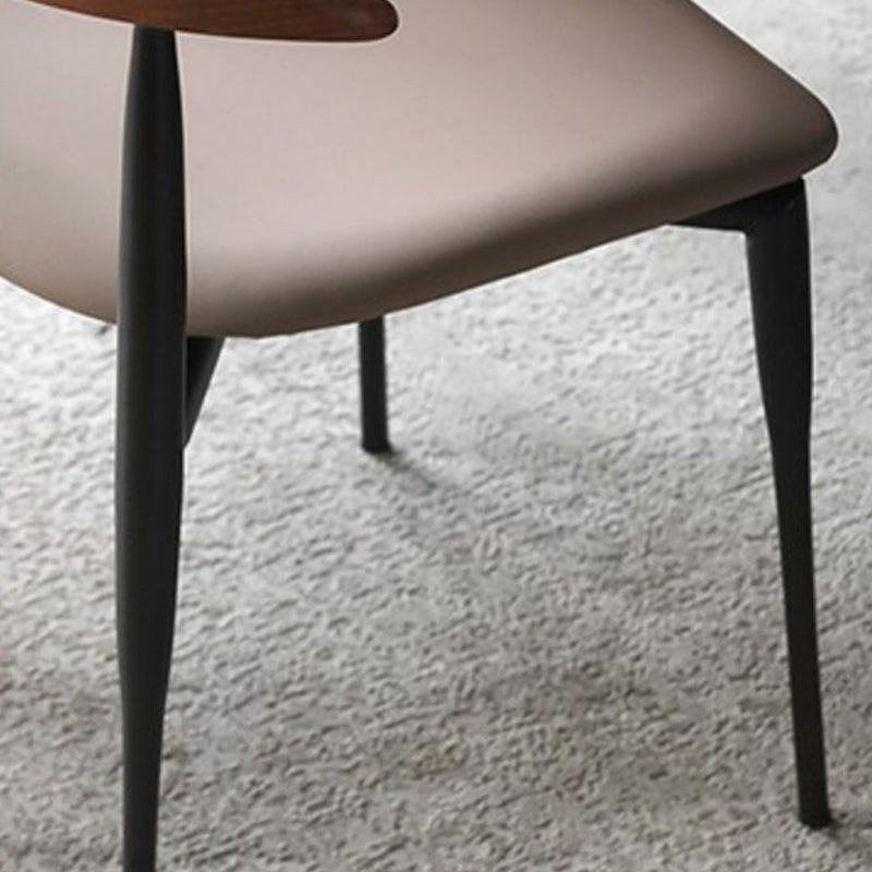 Industrial Stackable Dining Chairs Black Iron Legs Armless Dining Side Chair