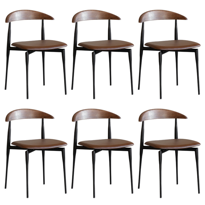 Industrial Stackable Dining Chairs Black Iron Legs Armless Dining Side Chair