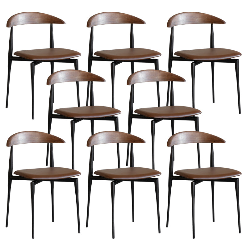 Industrial Stackable Dining Chairs Black Iron Legs Armless Dining Side Chair