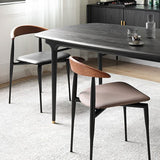 Industrial Stackable Dining Chairs Black Iron Legs Armless Dining Side Chair