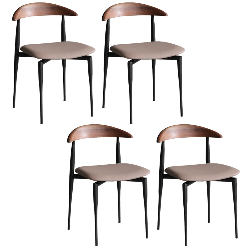 Industrial Stackable Dining Chairs Black Iron Legs Armless Dining Side Chair