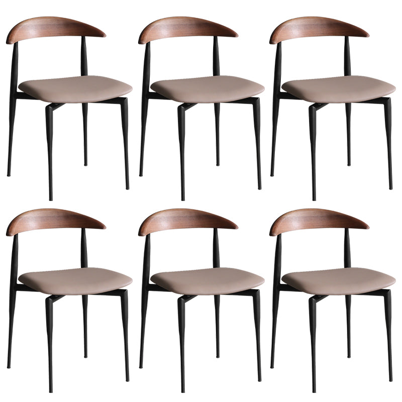 Industrial Stackable Dining Chairs Black Iron Legs Armless Dining Side Chair
