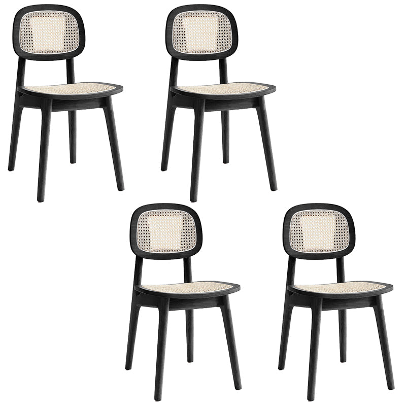 Rubber Wood Armless Dining Chairs Scandinavian Open Back Dining Side Chair